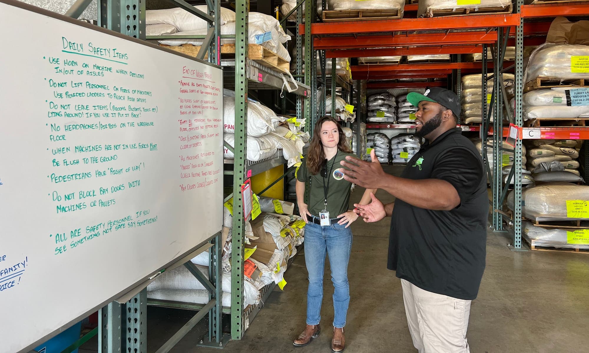 Interior of a seed and produce storage warehouse