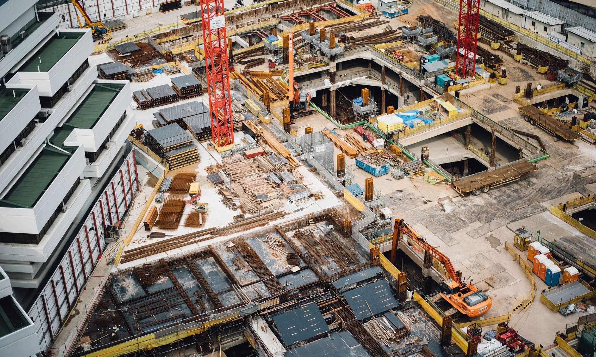 Construction site viewed from above